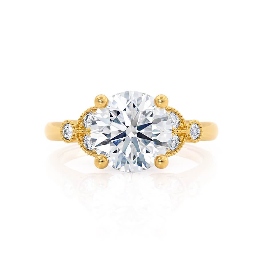 1.5 CT Round Shaped Moissanite Cluster Style Engagement Ring