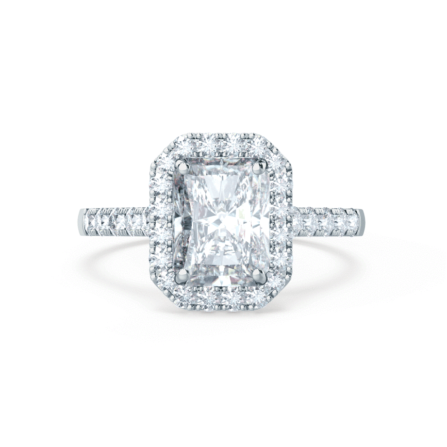 0.70 CT Radiant Shaped Moissanite Halo Engagement Ring