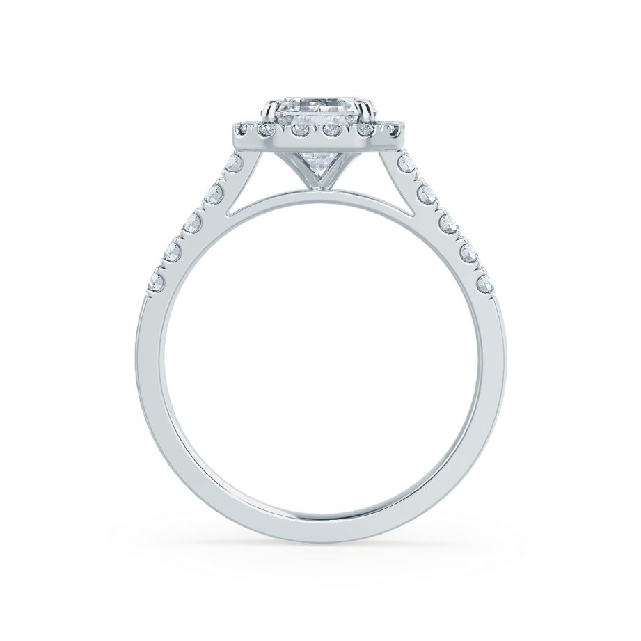 1.01 CT Emerald Shaped Moissanite Halo Style Engagement Ring