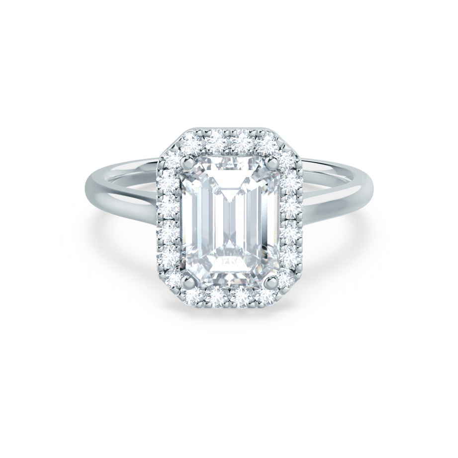 1.75 CT Emerald Shaped Moissanite Halo Style Engagement Ring