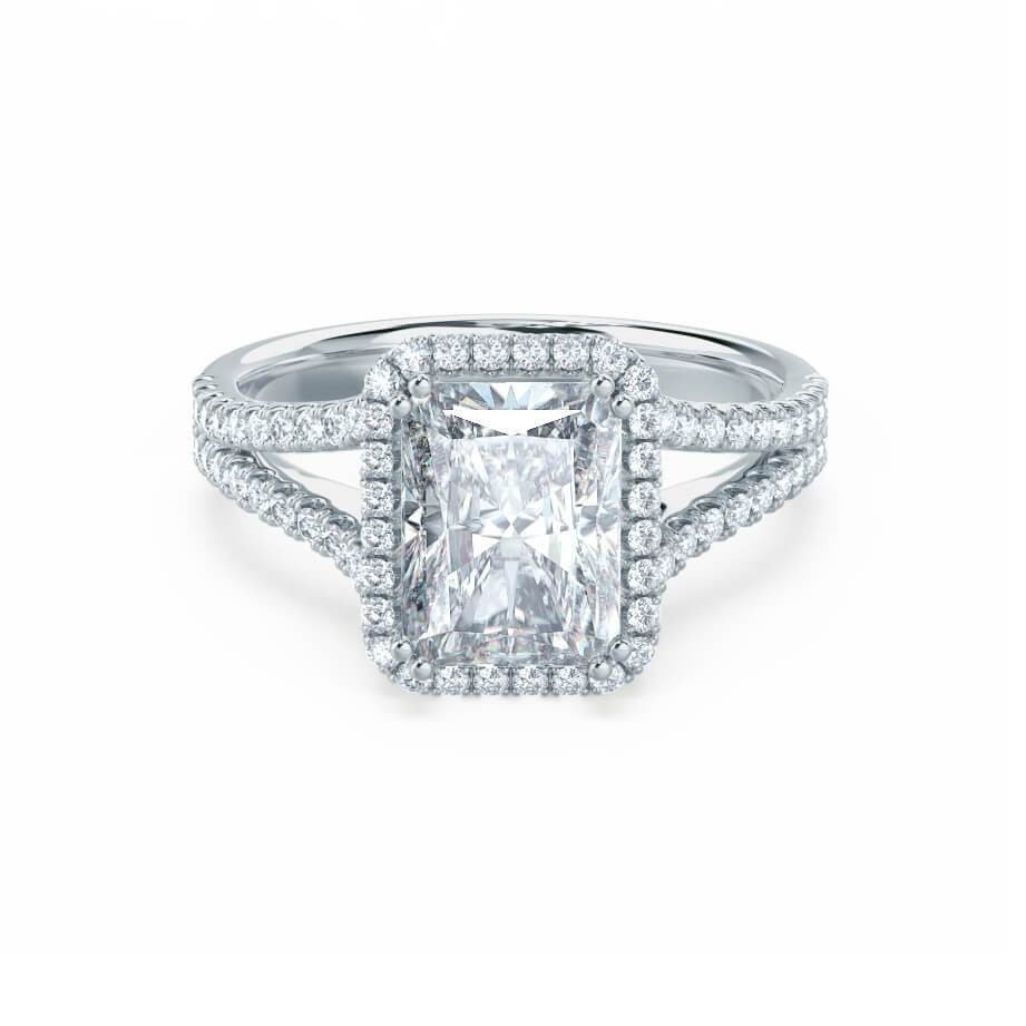 1.80 CT Radiant Shaped Moissanite Halo Split Shank Style Engagement Ring