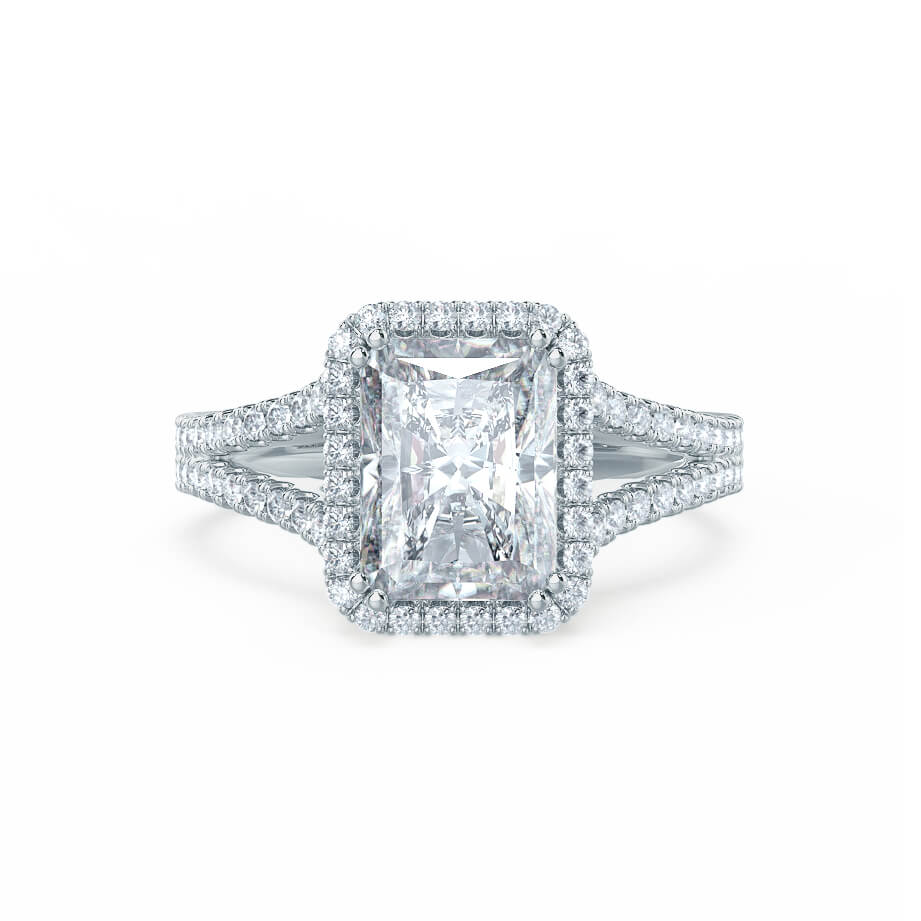 1.80 CT Radiant Shaped Moissanite Halo Split Shank Style Engagement Ring