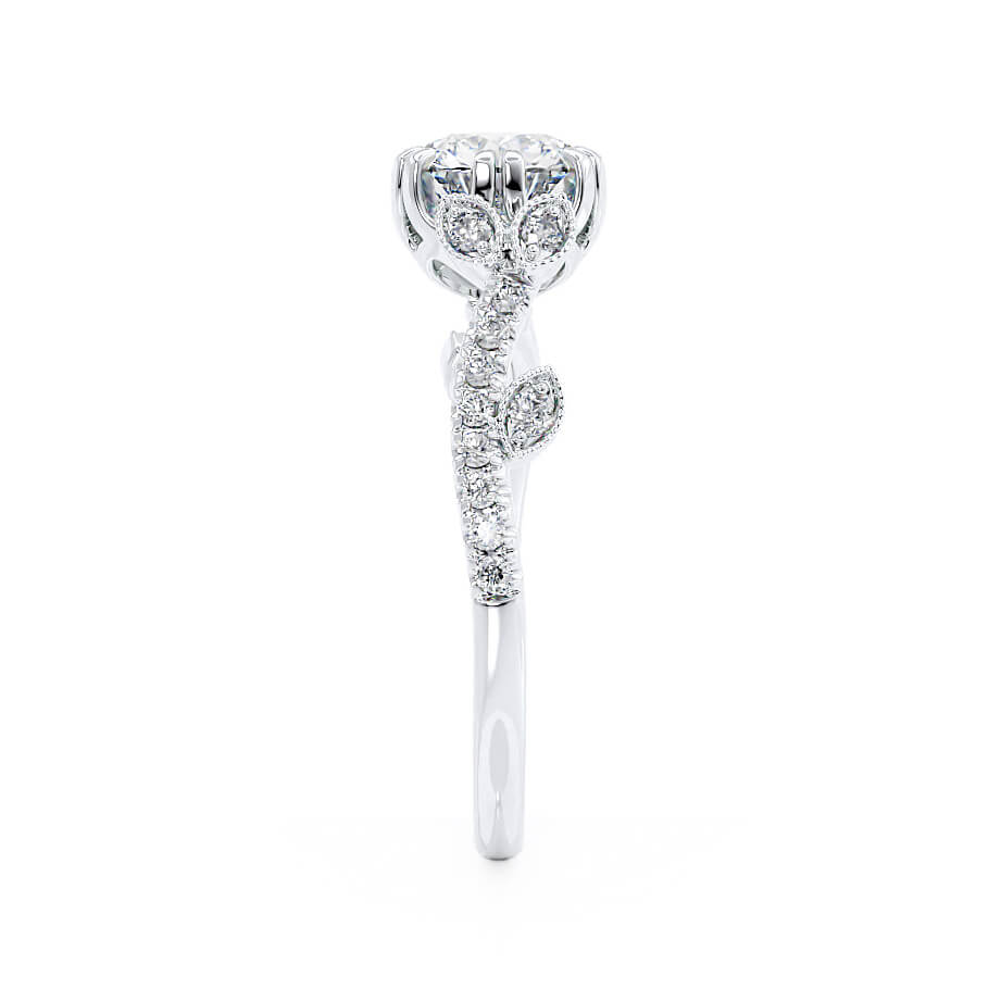 1.50 CT Round Shaped Moissanite Cluster Style Engagement Ring