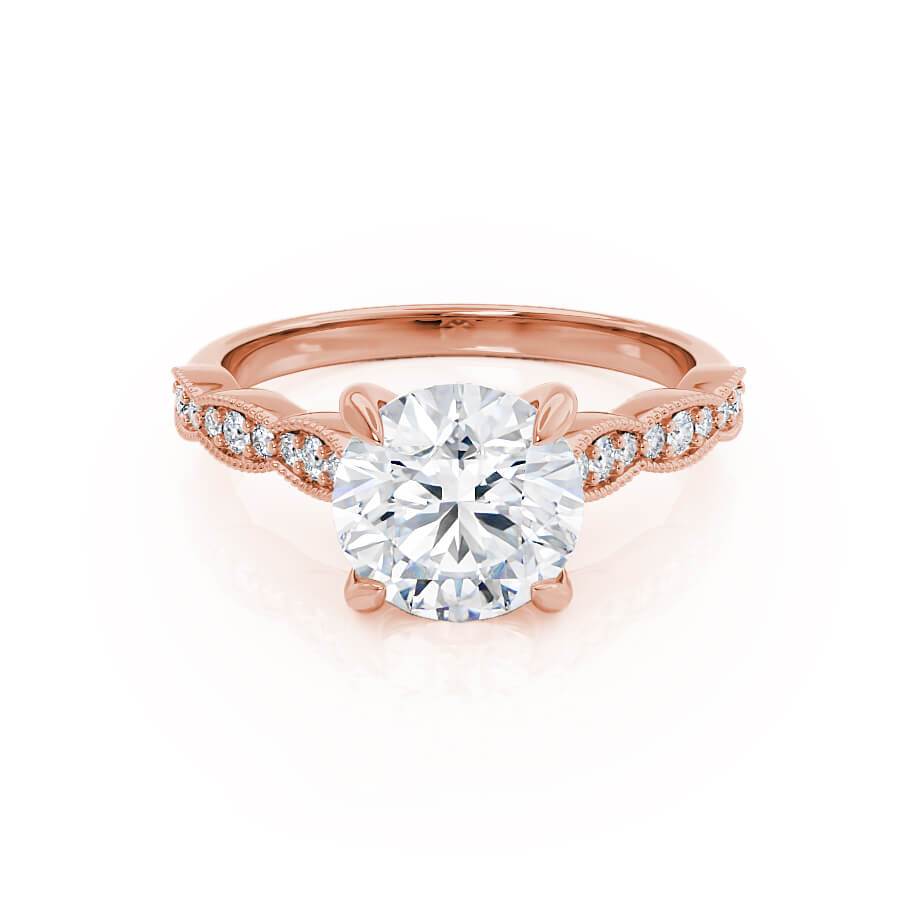 1.0 CT Round Shaped Moissanite Solitaire With Pave Setting Engagement Ring