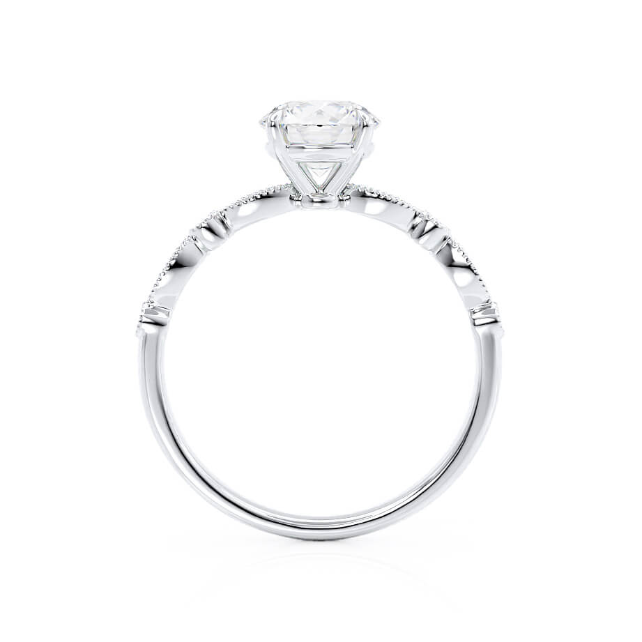1.0 CT Round Shaped Moissanite Solitaire Pave Setting Engagement Ring