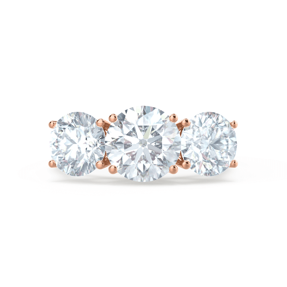 1.50 CT Round Shaped Moissanite Three Stone Style Engagement Ring