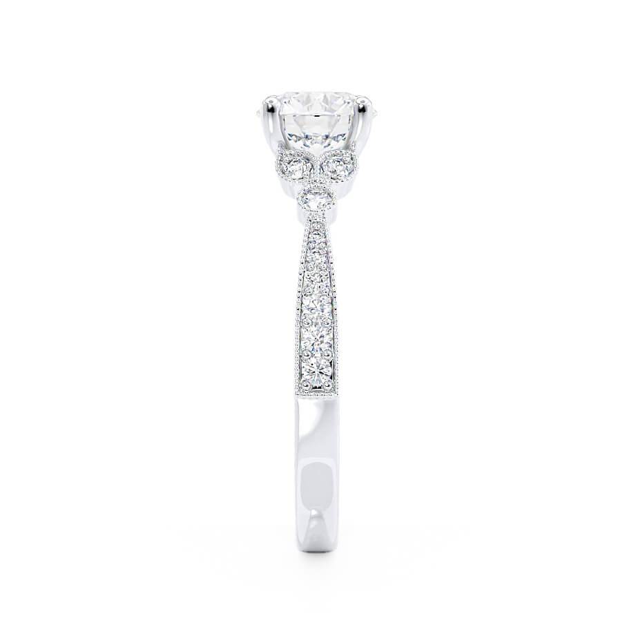 1.50 CT Round Shaped Moissanite Cluster Style Engagement Ring
