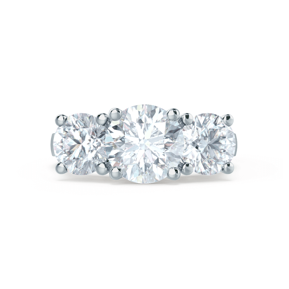 1.5 CT Round Shaped Moissanite Three Stone Engagement Ring