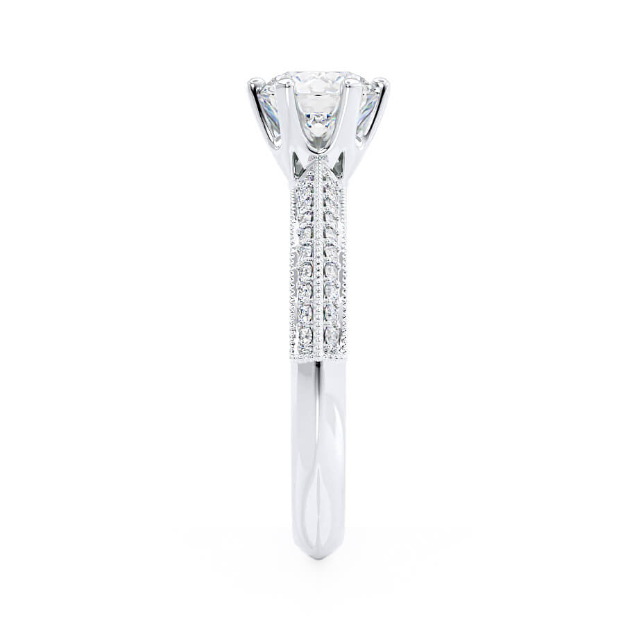 1.50 CT Round Shaped Moissanite Solitaire Pave Style Engagement Ring