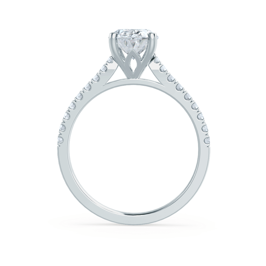 3.0 CT Oval Shaped Moissanite Solitaire Pave Style Engagement Ring