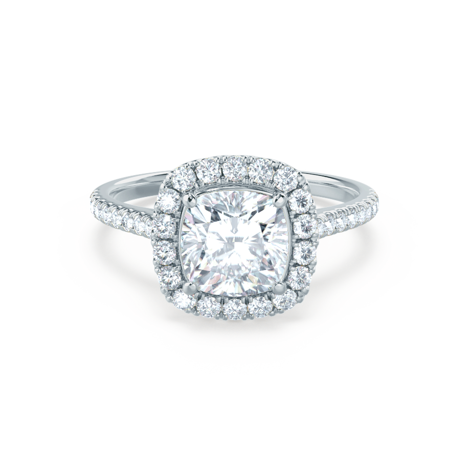 1.30 CT Cushion Shaped Moissanite Halo Style Engagement Ring