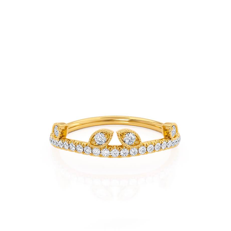 0.21 CT Round Shaped Moissanite Vintage Style Wedding Band