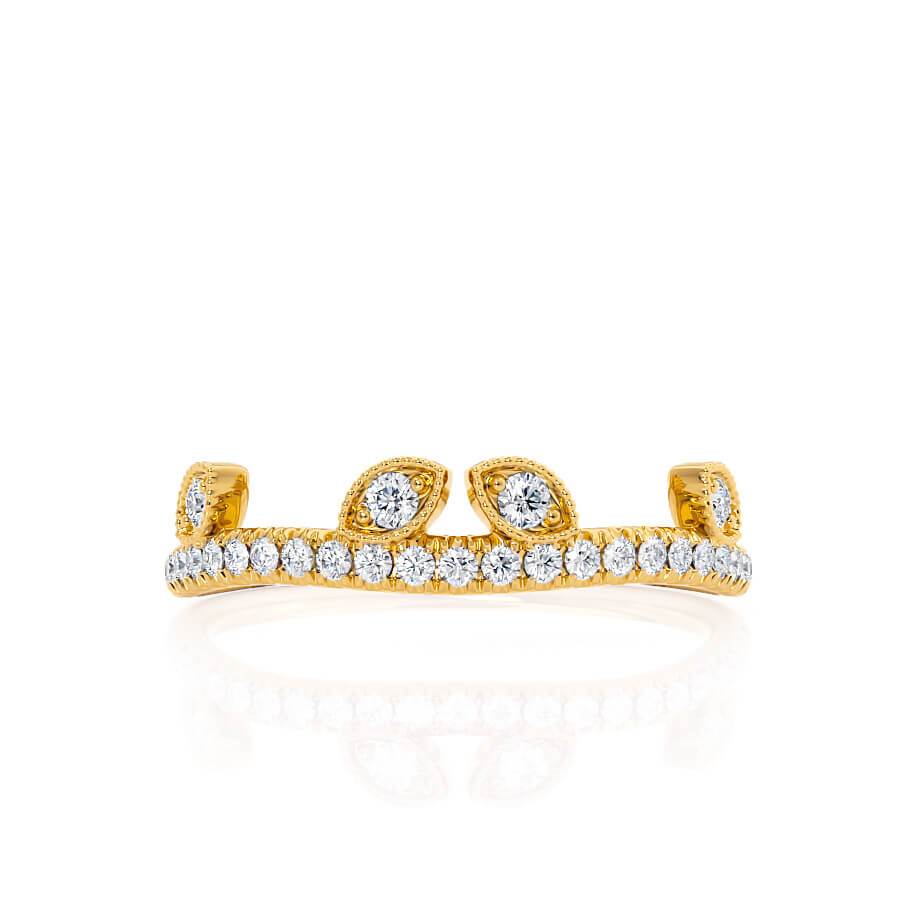 0.21 CT Round Shaped Moissanite Vintage Style Wedding Band