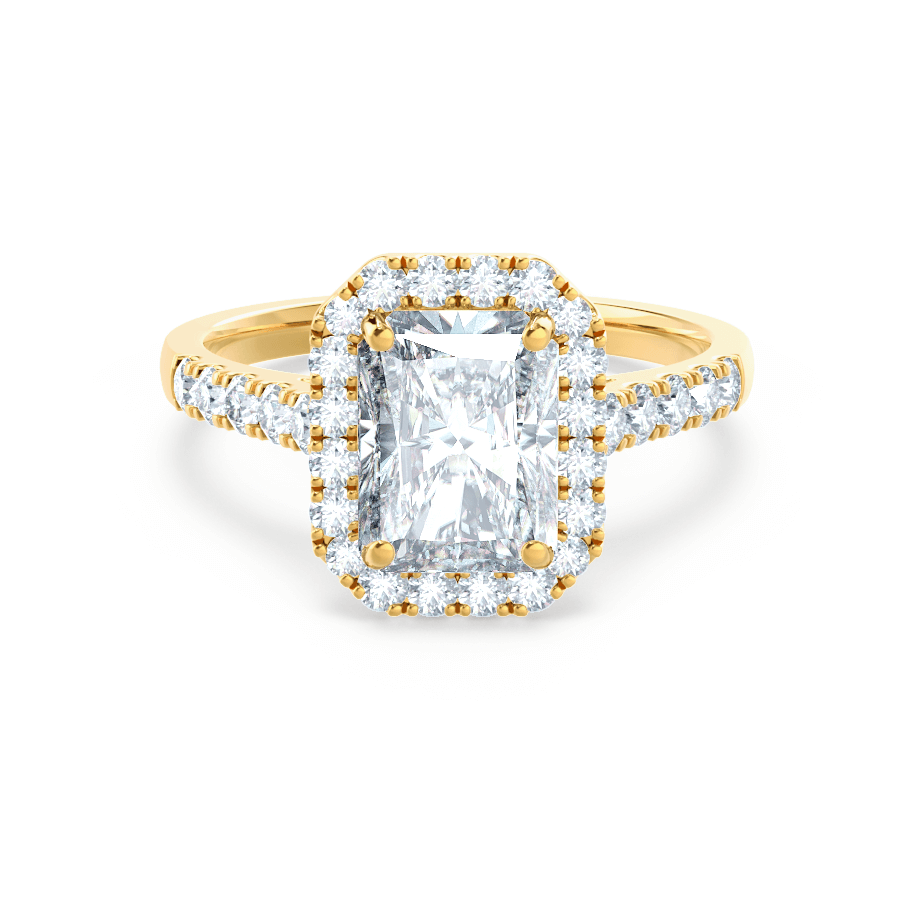 0.70 CT Radiant Shaped Moissanite Halo Style Engagement Ring