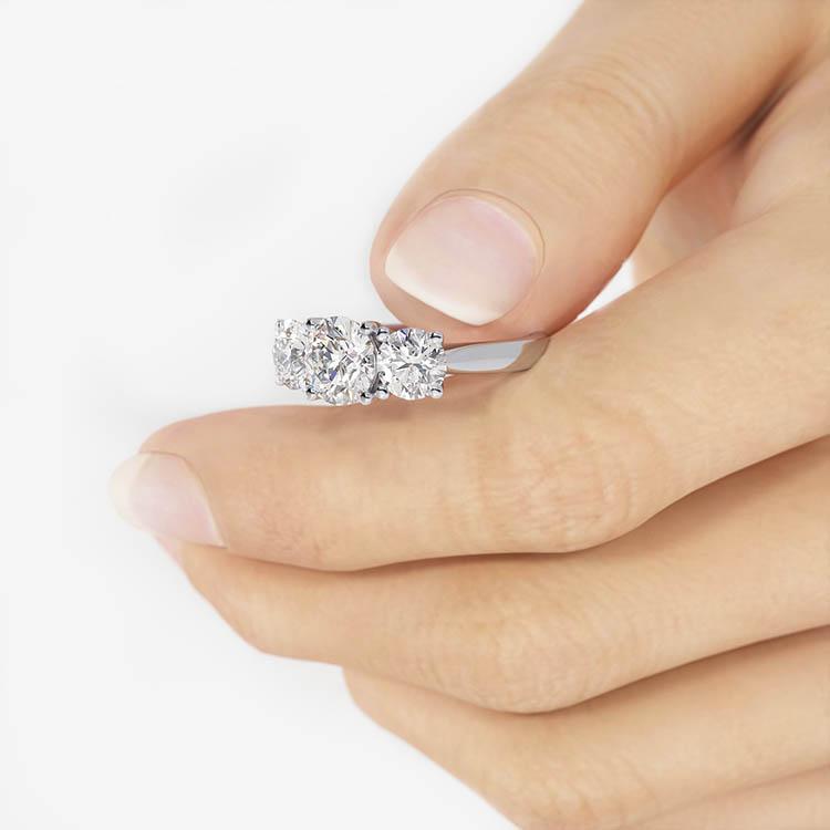 1.0 CT Round Shaped Moissanite Three Stone Style Engagement Ring