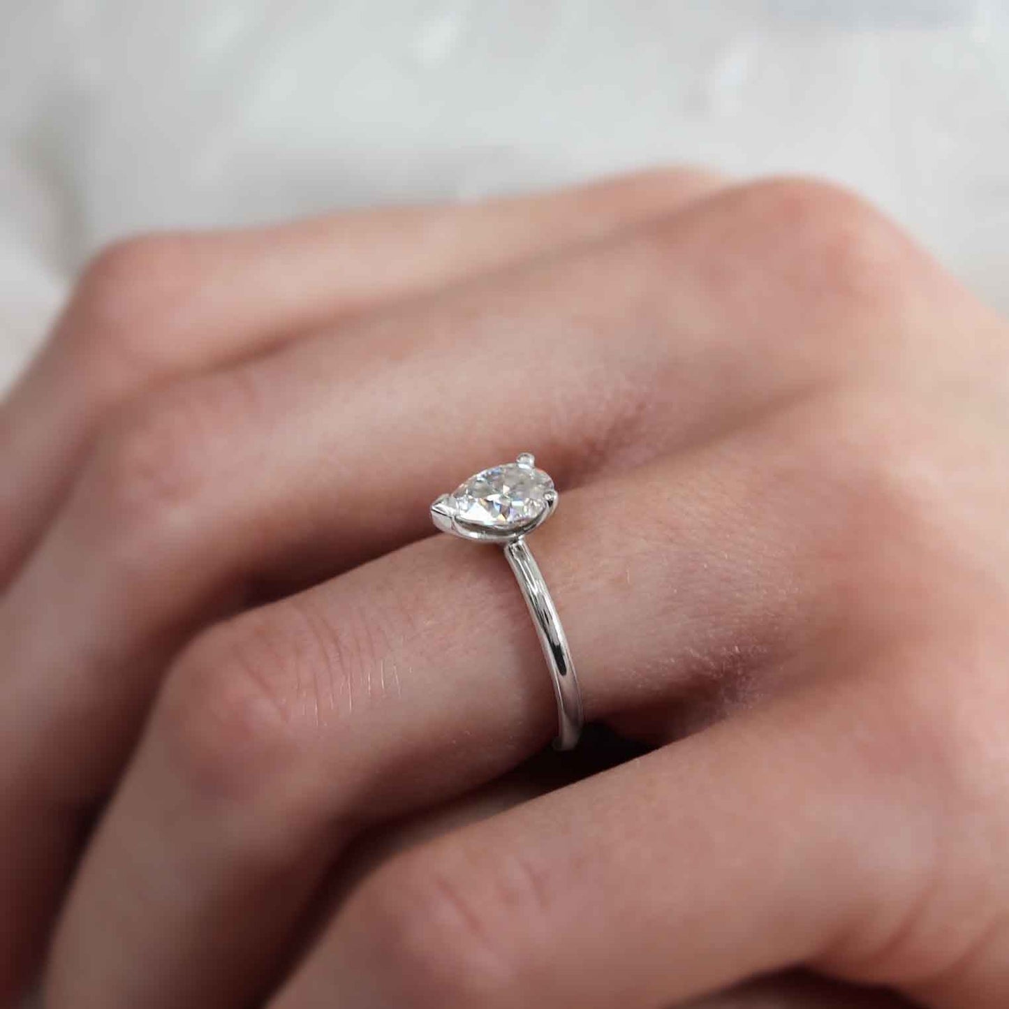 2.10 CT Pear Shaped Moissanite Solitaire Engagement Ring