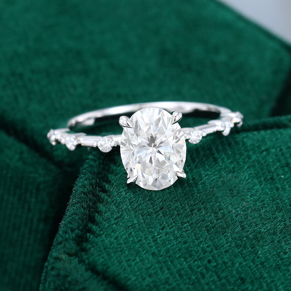 1.91 CT Oval Shaped Moissanite Solitaire Dainty Style Engagement Ring
