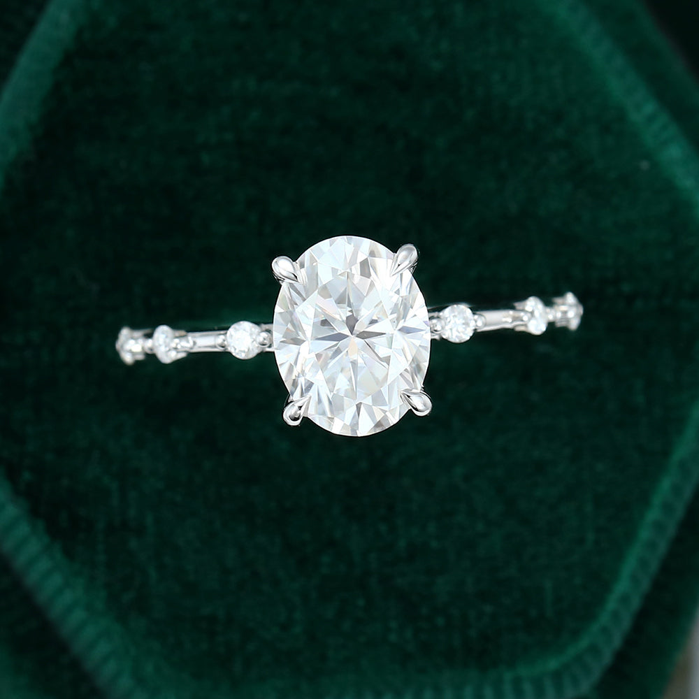 1.91 CT Oval Shaped Moissanite Solitaire Dainty Style Engagement Ring