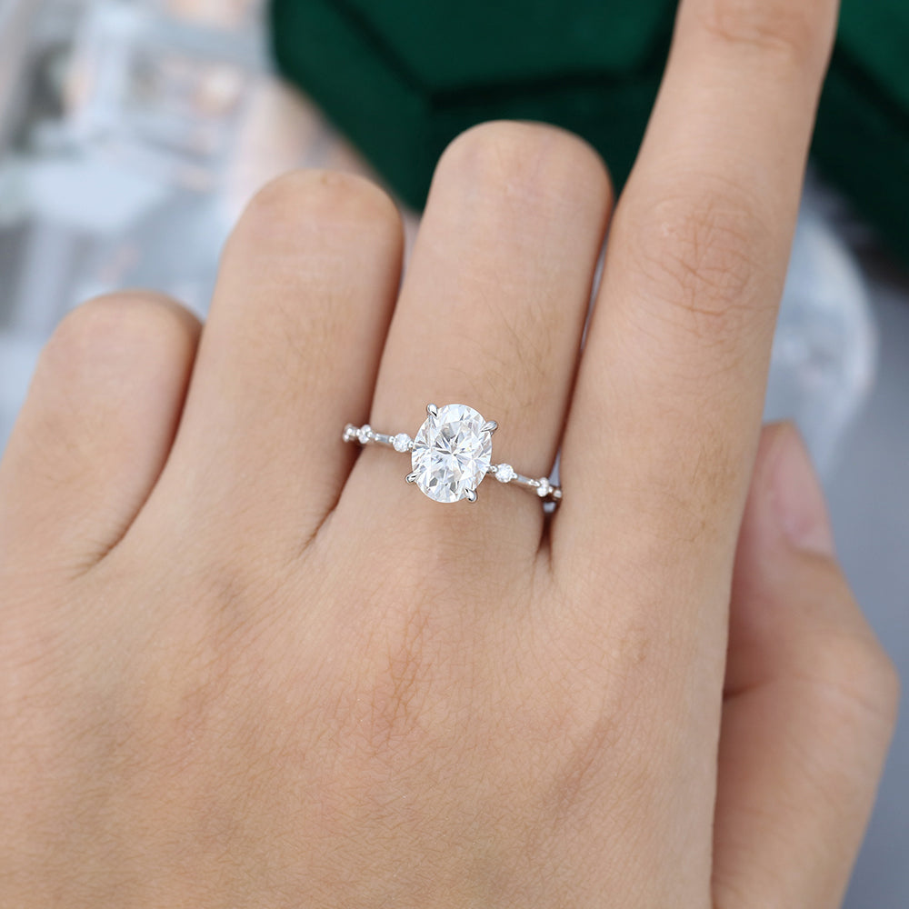 1.91 CT Oval Shaped Moissanite Solitaire Dainty Style Engagement Ring