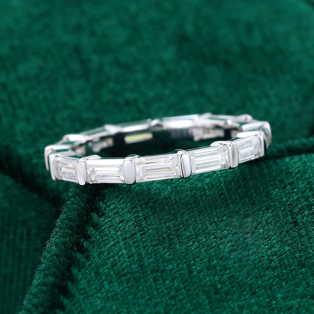 0.11 CT Baguette Moissanite Bar Wedding Band