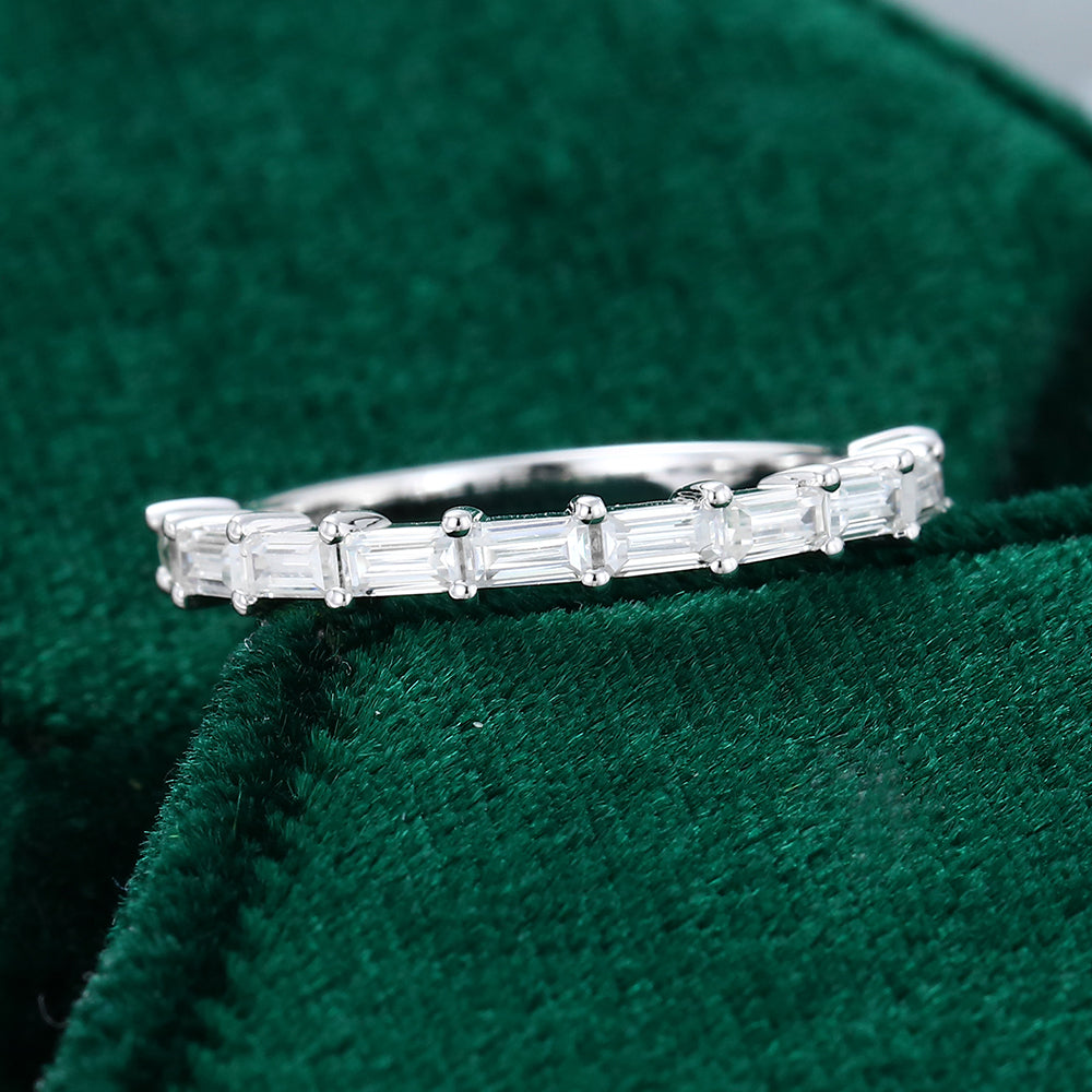 0.11 CT Baguette Moissanite Bar Wedding Band
