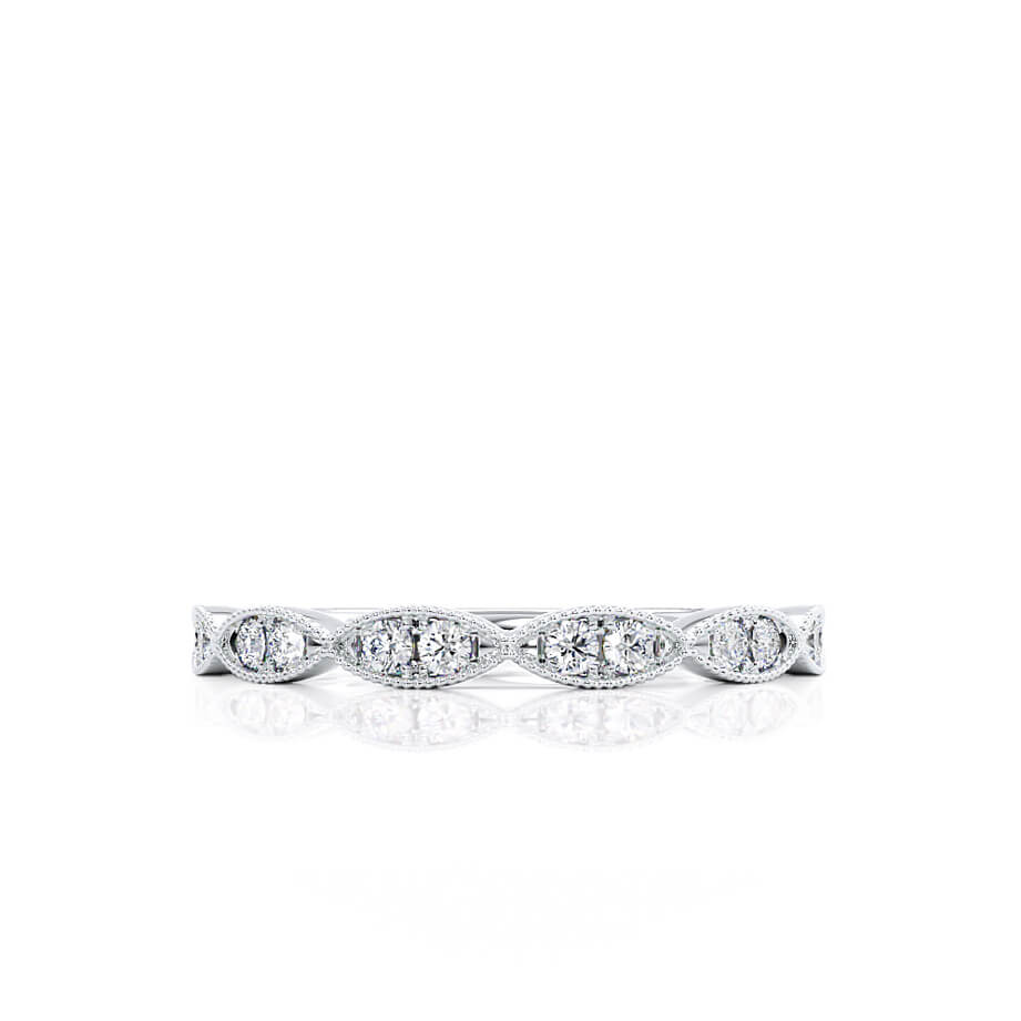 0.16 CT Round Shaped Moissanite Milgrain Style Wedding Band