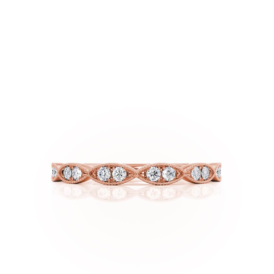 0.16 CT Round Shaped Moissanite Milgrain Style Wedding Band