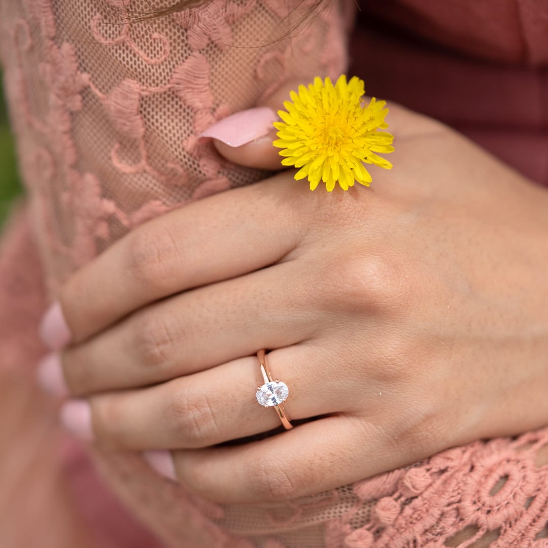 1.33 CT Oval Cut Solitaire Moissanite Engagement Ring