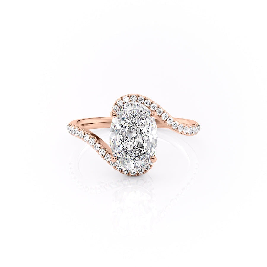 1.91 Oval Cut Solitaire Bypass Setting Moissanite Engagement Ring
