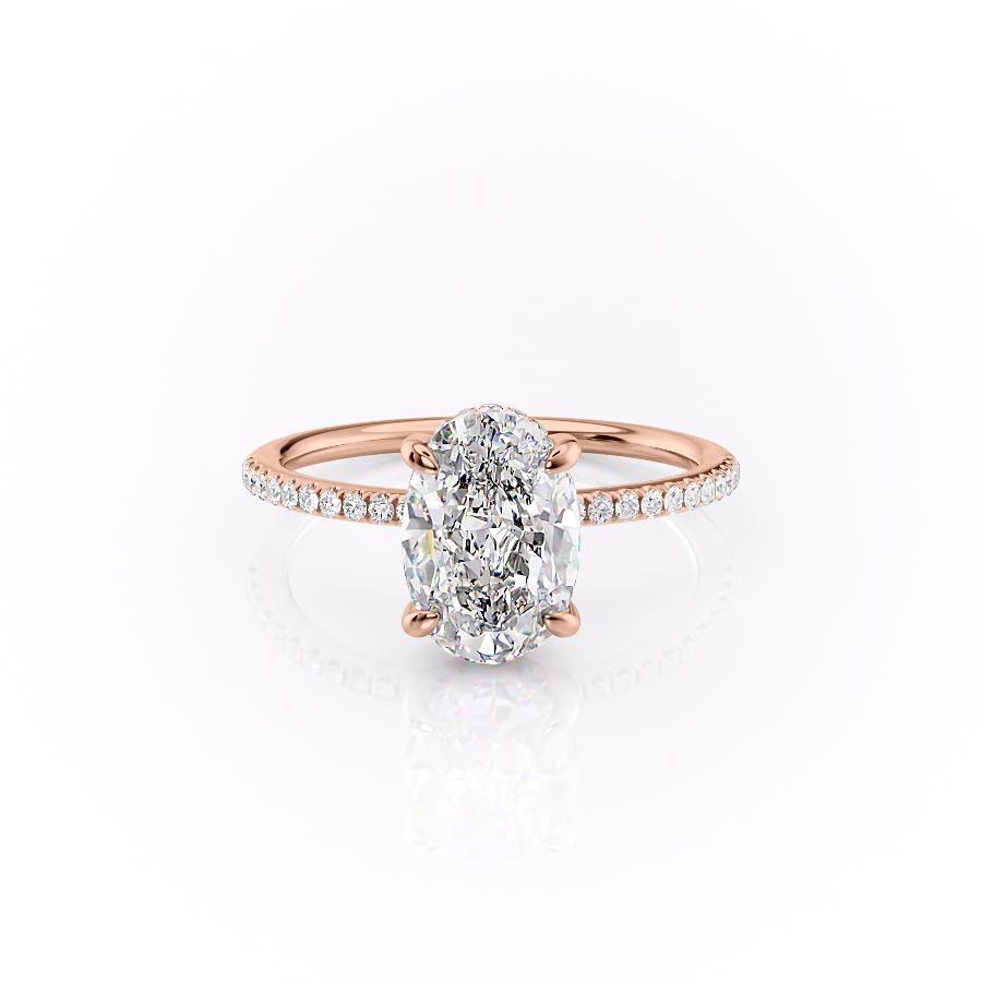 2.10 CT Oval Cut Solitaire & Pave Setting Moissanite Engagement Ring