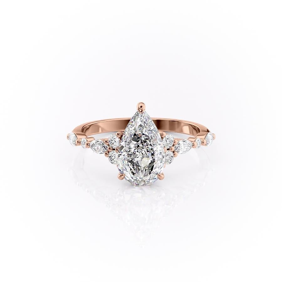 2.0 CT Pear Cut Cluster Moissanite Engagement Ring
