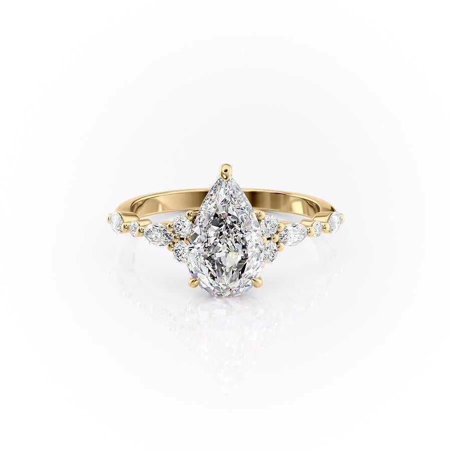 2.0 CT Pear Cut Cluster Moissanite Engagement Ring