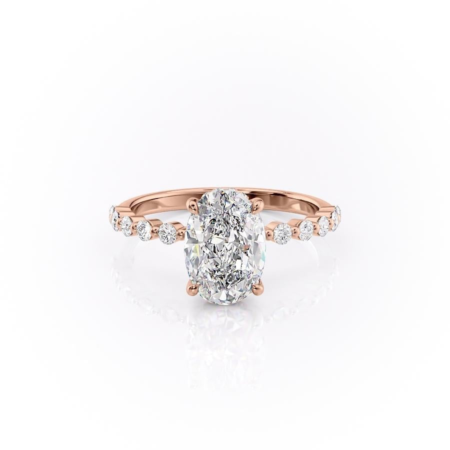 2.10 CT Oval Cut Solitaire Pave Setting Moissanite Engagement Ring