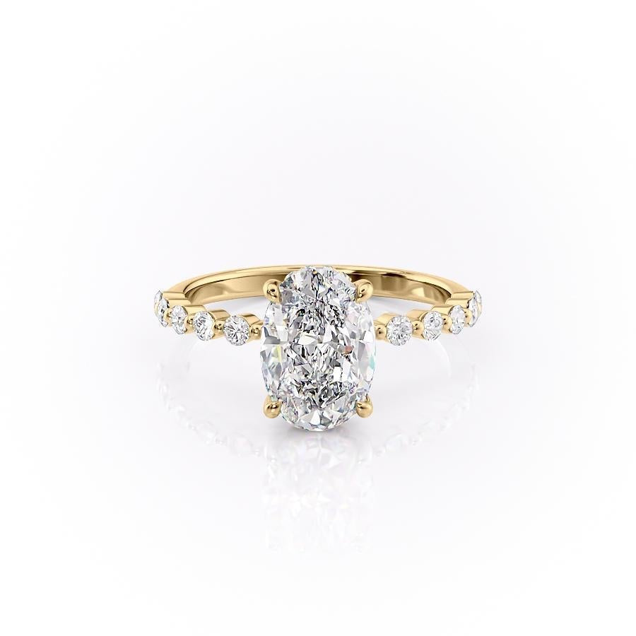 2.10 CT Oval Cut Solitaire Pave Setting Moissanite Engagement Ring
