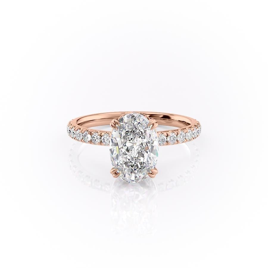2.10 CT Oval Cut Hidden Halo Pave Setting Moissanite Engagement Ring