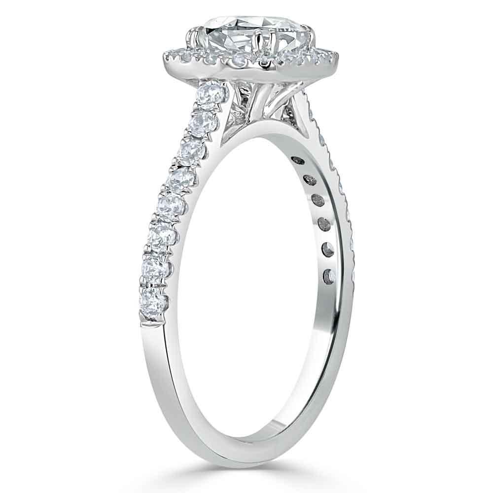 1.0 CT Cushion Cut Halo Pave Moissanite Engagement Ring
