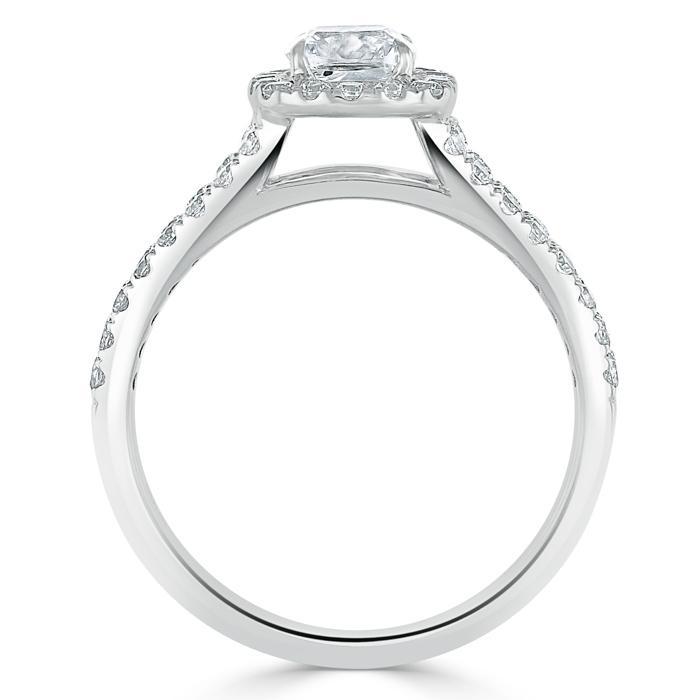 1.0 CT Cushion Cut Halo Split Shank Setting Moissanite Engagement Ring