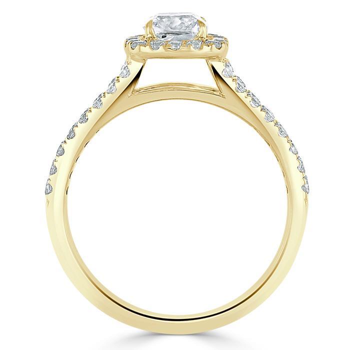 1.0 CT Cushion Cut Halo Split Shank Setting Moissanite Engagement Ring