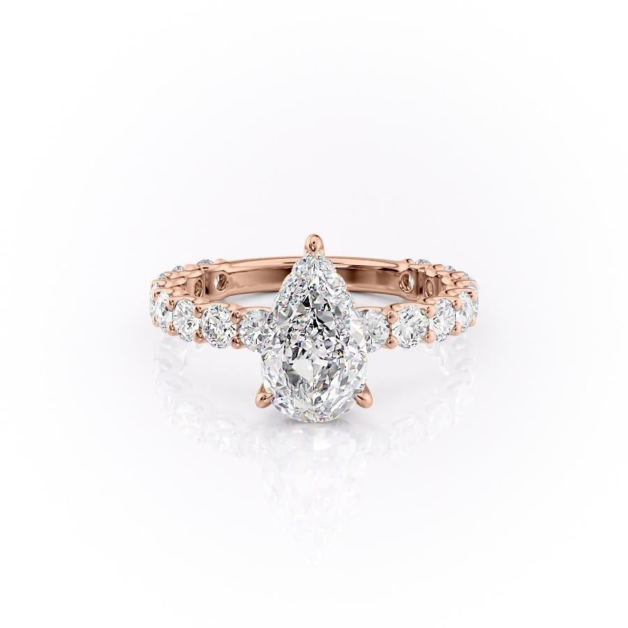 2.0 CT Pear Cut Solitaire Pave Setting Moissanite Engagement Ring