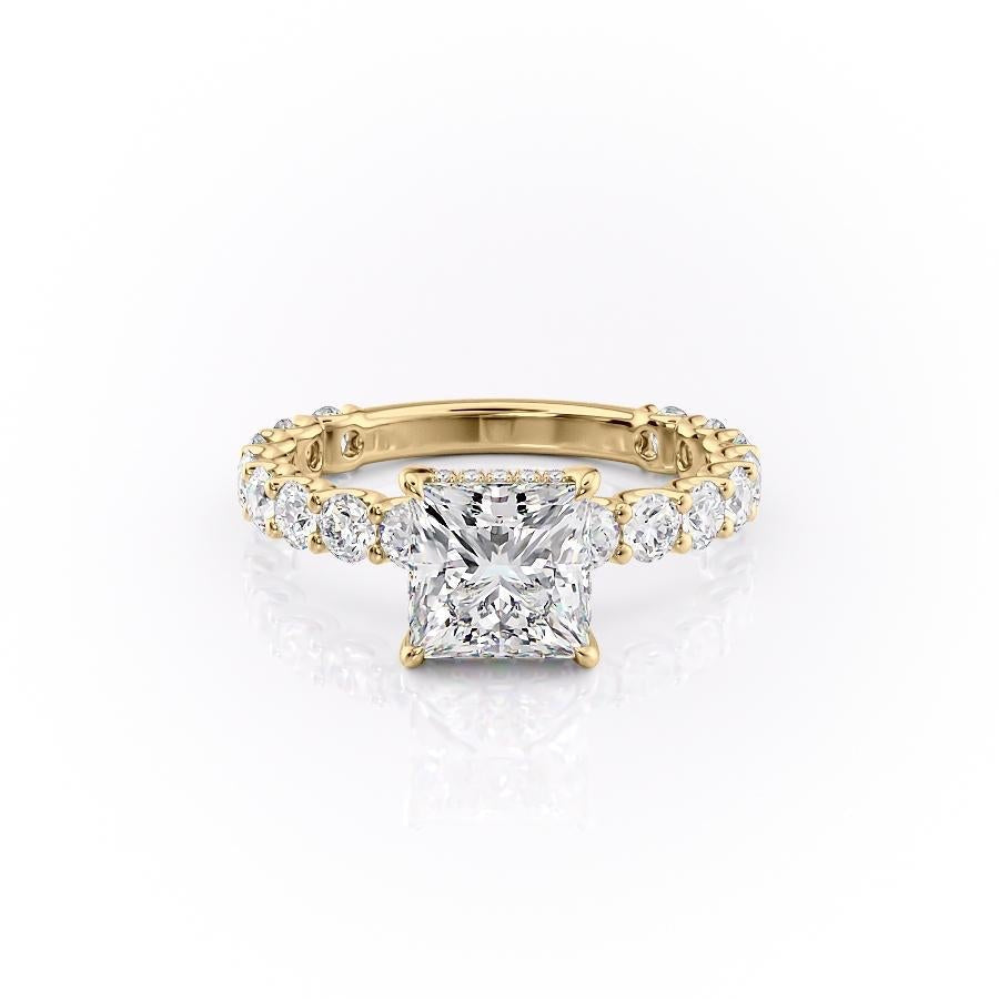 2.08 CT Princess Cut Solitaire Pave Setting Moissanite Engagement Ring