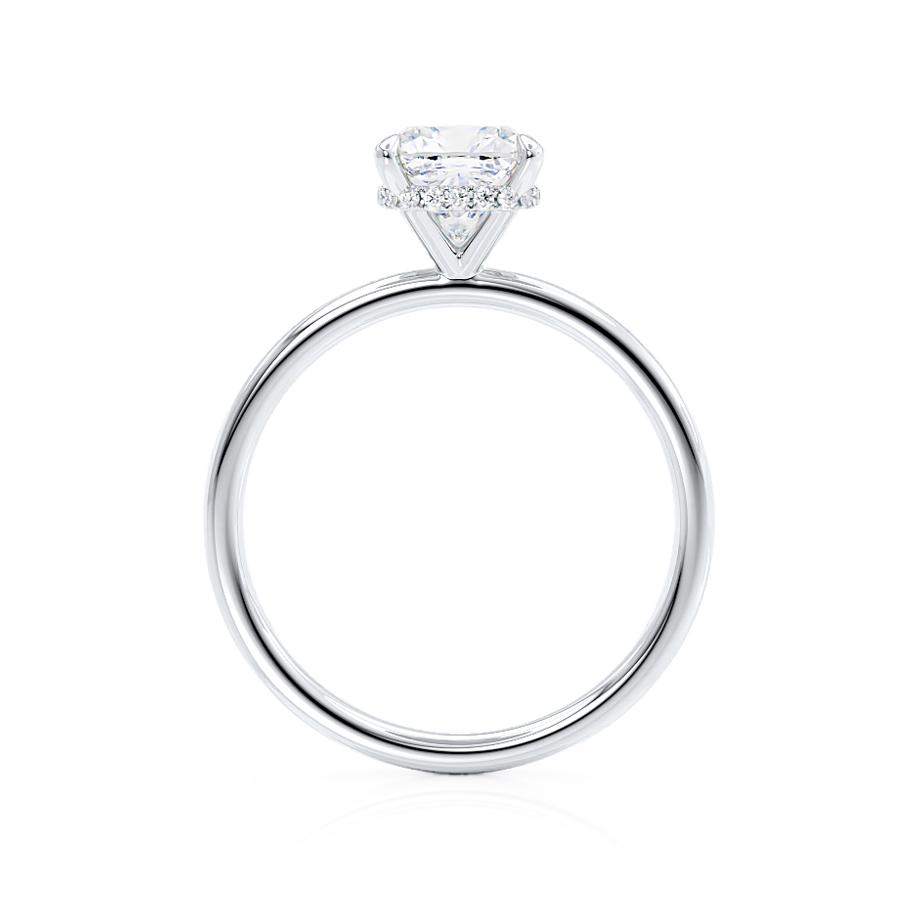 1.0 CT Cushion Shaped Moissanite Hidden Halo Style Engagement Ring