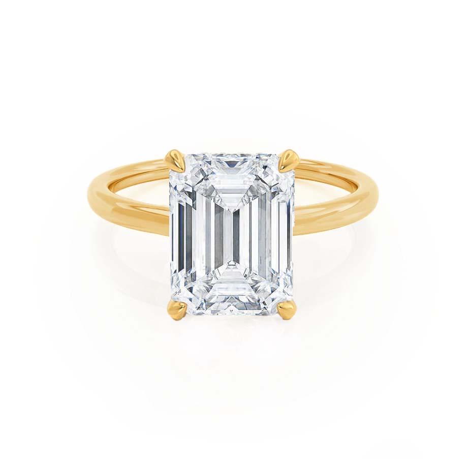 1.75 CT Emerald Shaped Moissanite Hidden Halo Style Engagement Ring