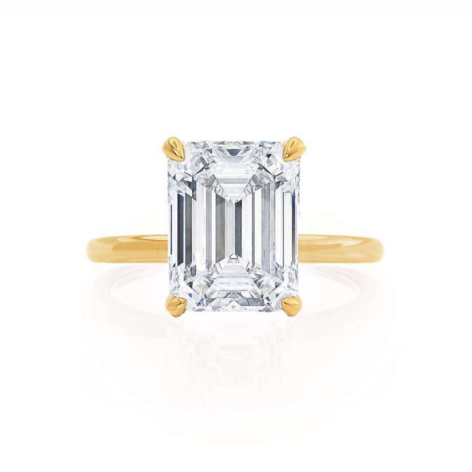 1.75 CT Emerald Shaped Moissanite Hidden Halo Style Engagement Ring