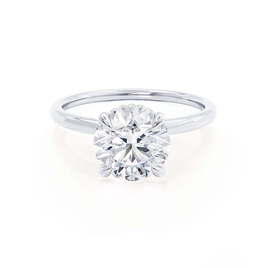 1.0 CT Round Shaped Moissanite Hidden Halo Style Engagement Ring