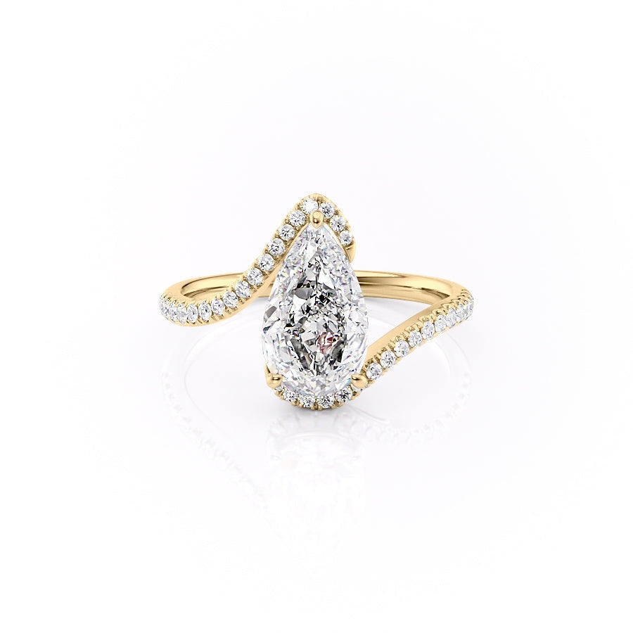 2.0 CT Pear Cut Solitaire Bypass Setting Moissanite Engagement Ring