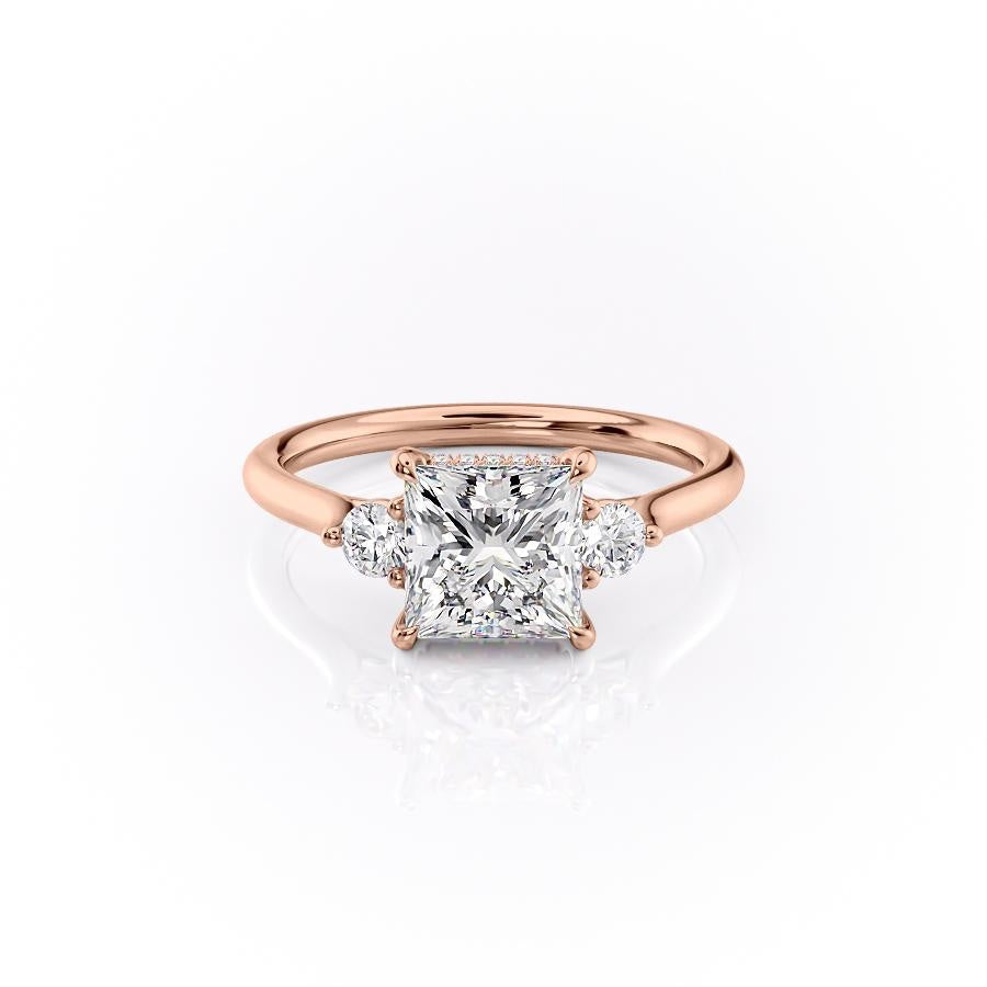 2.08 CT Princess Cut Three Stone Moissanite Engagement Ring