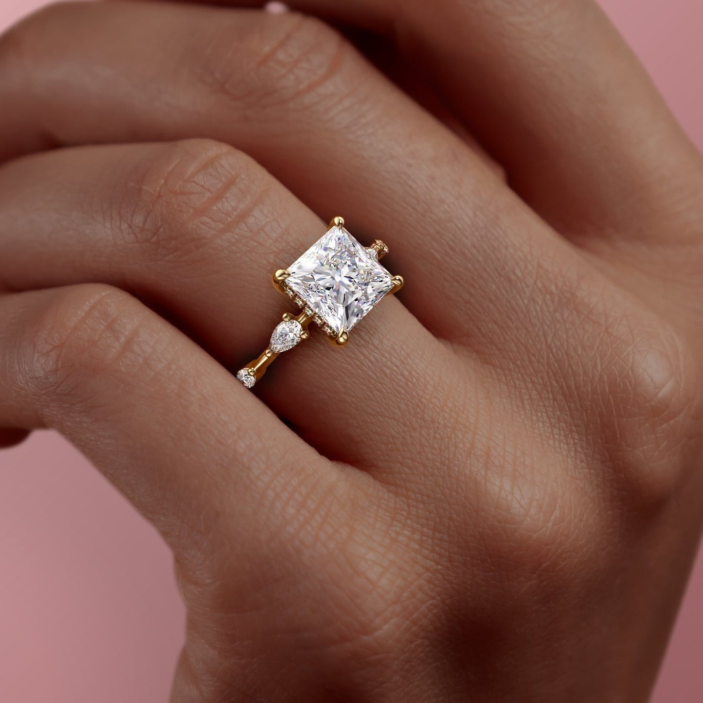 2.08 CT Princess Cut Solitaire Dainty Style Moissanite Engagement Ring