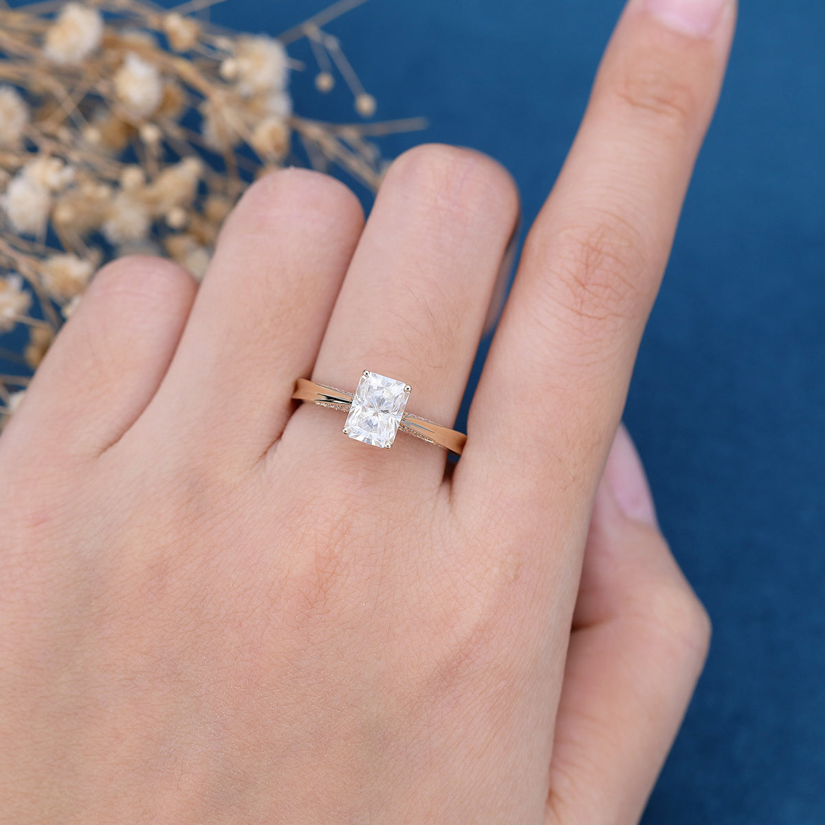 1.68 CT Radiant Shaped Moissanite Solitaire Engagement Ring