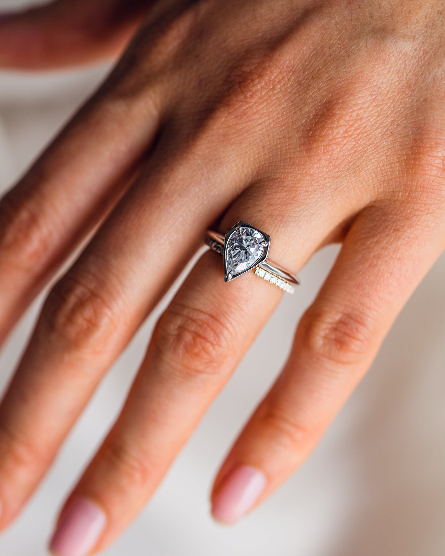 0.18 CT Round Shaped Open Moissanite Wedding Band