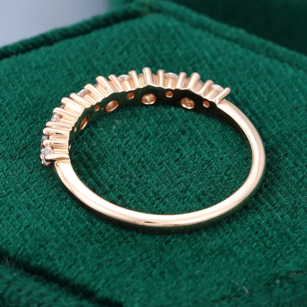 0.46 CT Round Moissanite Half Eternity Wedding Band